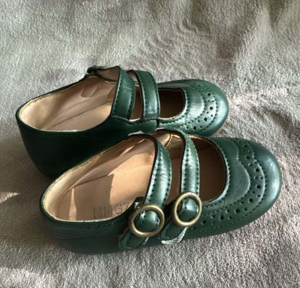 MG Baby Green Vintage Wingtip Mary Jane Toddler Shoes